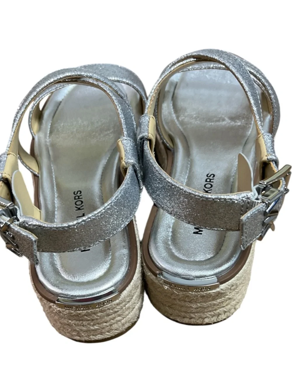 Michael Kors Silver Glitter Crisscross Sandals